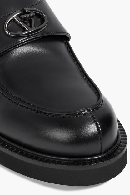 Valentino Garavani Vlogo Signature Leather Loafers Black Women's