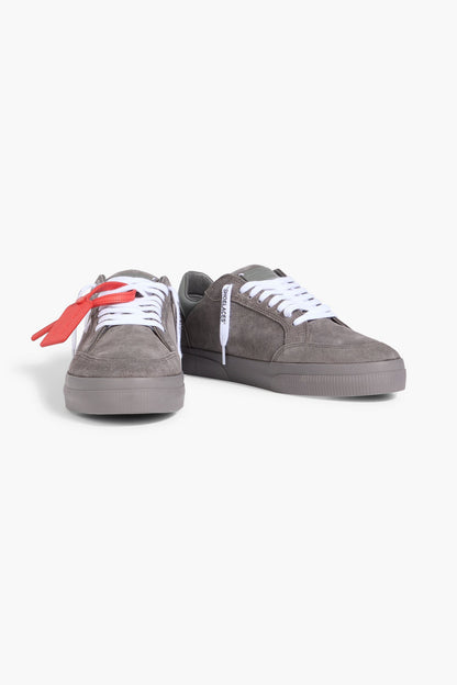 Off-White New Vulcanized Embroidered Suede Sneakers Gray