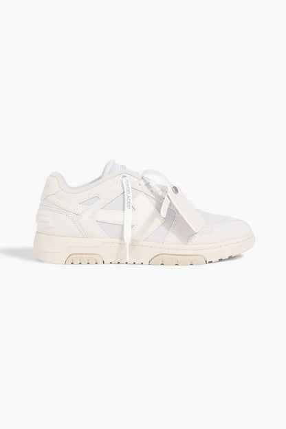 Off-White Out Of Office Canvas And Suede Sneakers Light Gray