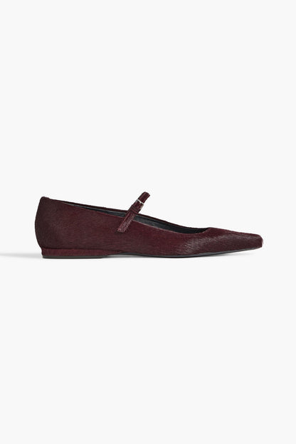 Loulou De Saison Leone Calf Hair Mary Jane Flats Burgundy Women's