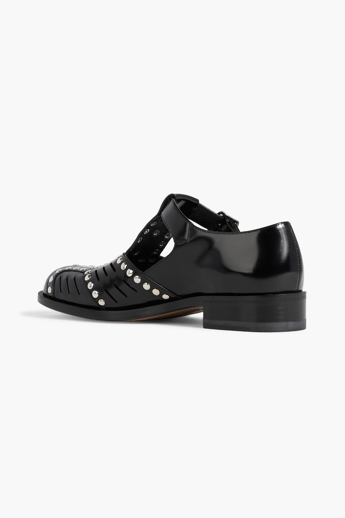 Bally Spiegel Studded Glossed-Leather Sandals Black Women's