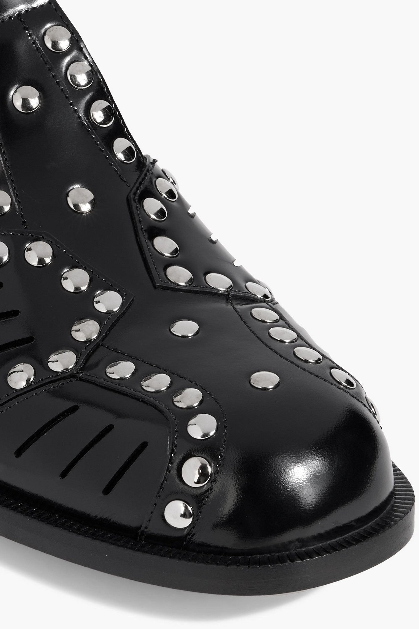 Bally Spiegel Studded Glossed-Leather Sandals Black Women's