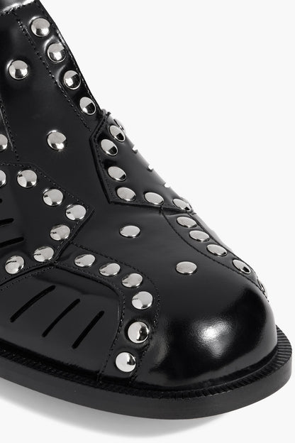 Bally Spiegel Studded Glossed-Leather Sandals Black Women's