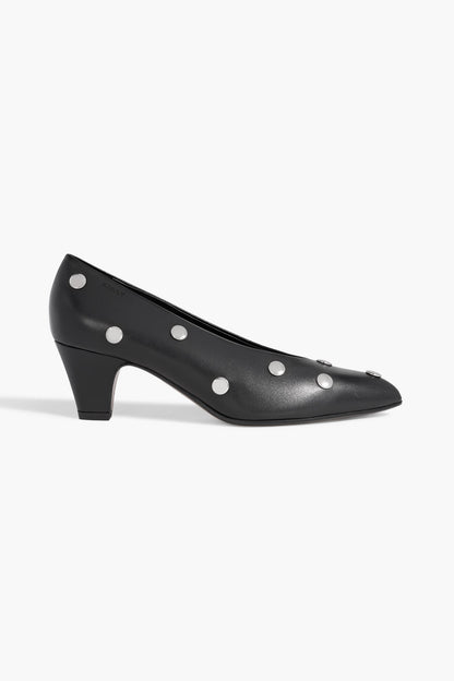 Bally Aline Studded Leather Pumps Black Women's