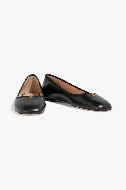 Bally Biuty Leather Ballet Flats Black Women's