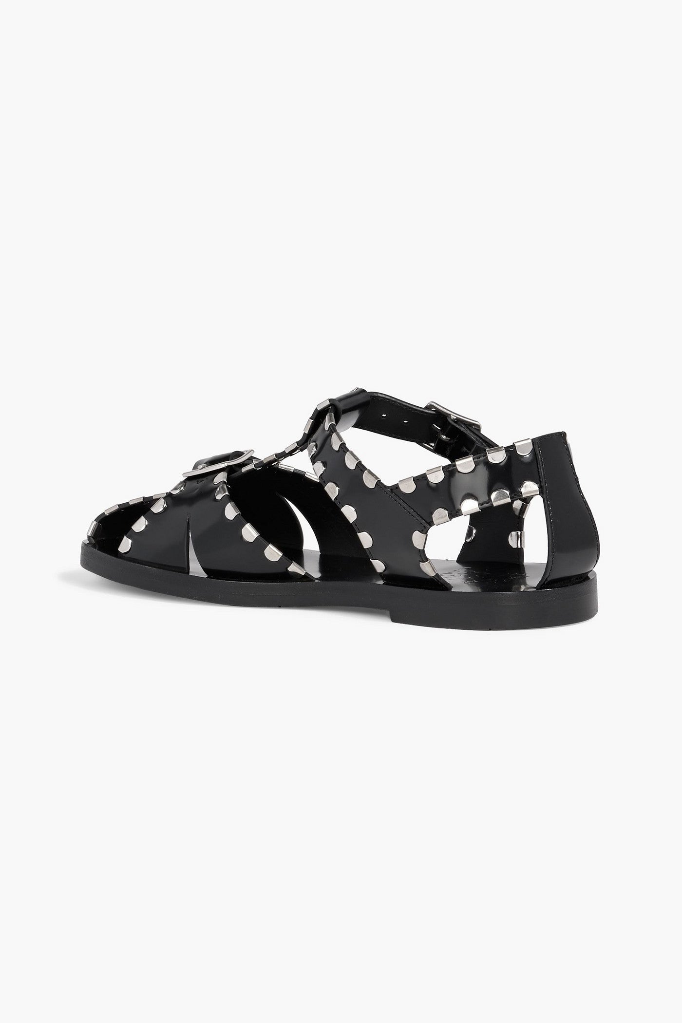 Bally Pasely Studded Glossed-Leather Sandals Black Women's