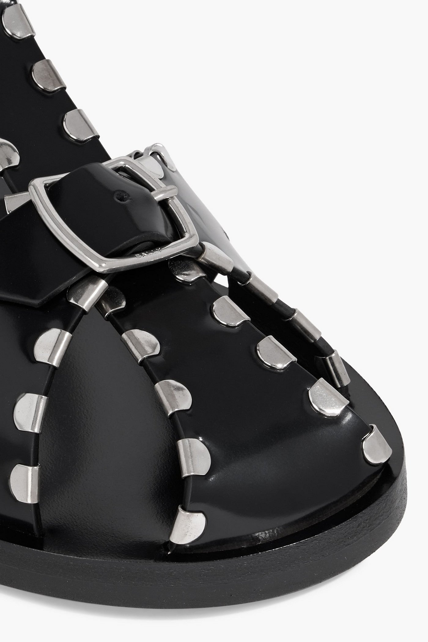 Bally Pasely Studded Glossed-Leather Sandals Black Women's