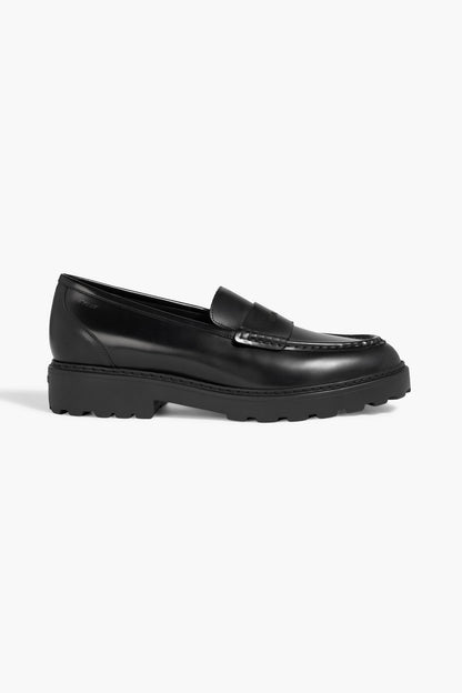 Bally Laely Laser-Cut Leather Loafers Black Women's