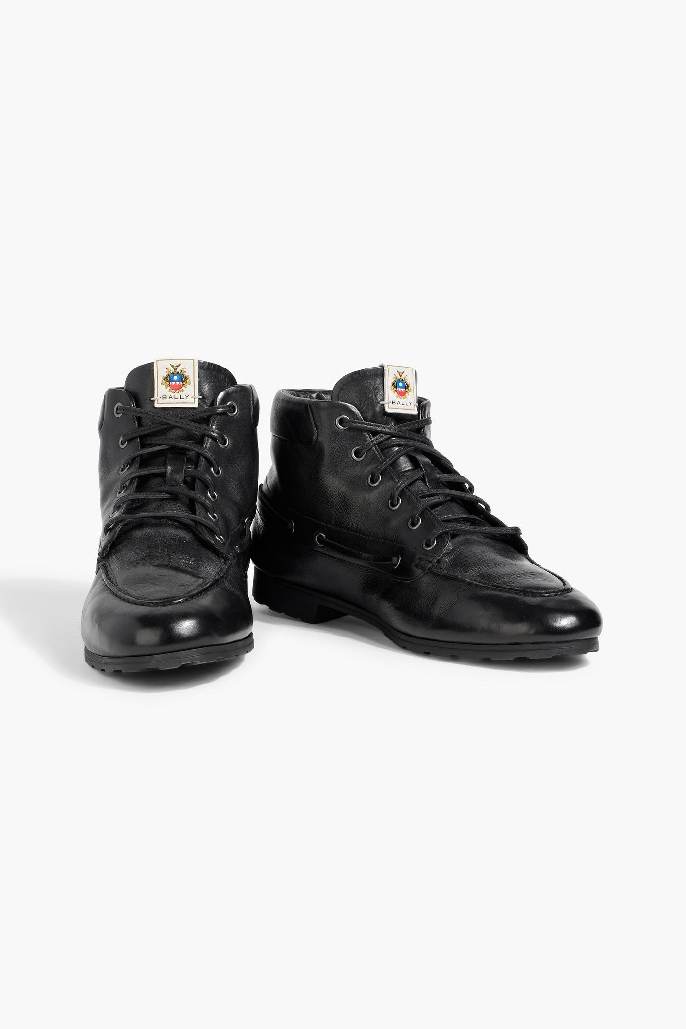 Bally Paphos Leather Combat Boots Black Women's