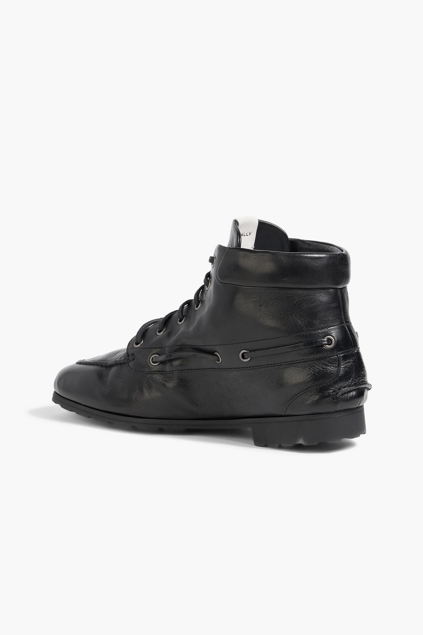 Bally Paphos Leather Combat Boots Black Women's