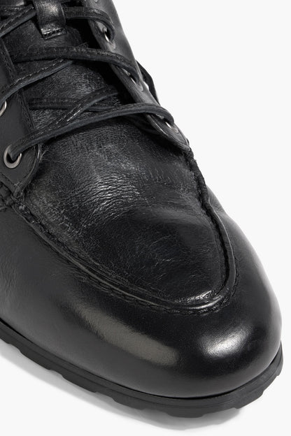 Bally Paphos Leather Combat Boots Black Women's