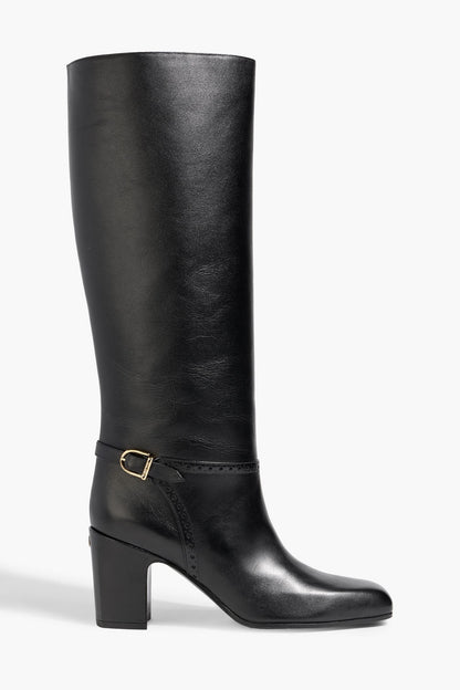 Bally Enilda 75 Leather Knee Boots Black Women's