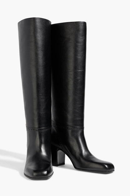 Bally Enilda 75 Leather Knee Boots Black Women's