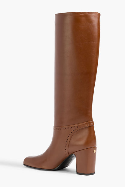 Bally Enilda 75 Leather Knee Boots Light Brown Women's