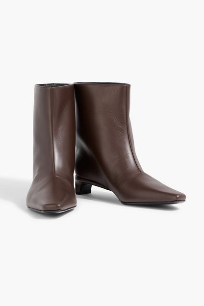 Loulou De Saison Celine Leather Ankle Boots Chocolate Women's
