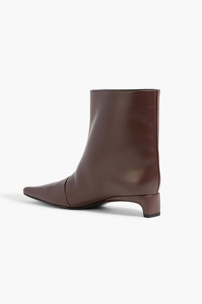 Loulou De Saison Celine Leather Ankle Boots Chocolate Women's