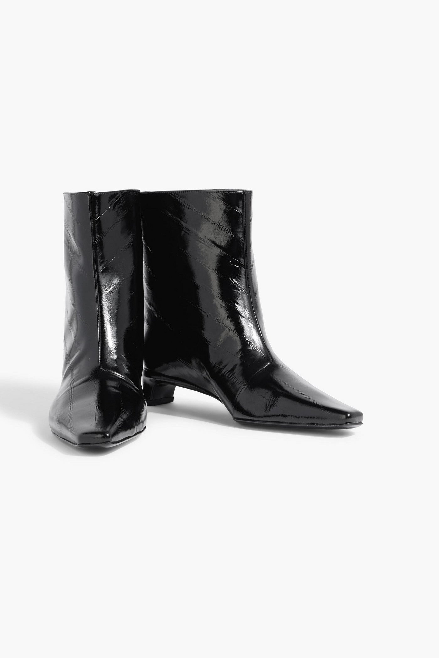 Loulou De Saison Iman Patent-Leather Ankle Boots Black Women's