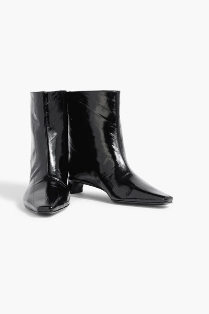 Loulou De Saison Iman Patent-Leather Ankle Boots Black Women's