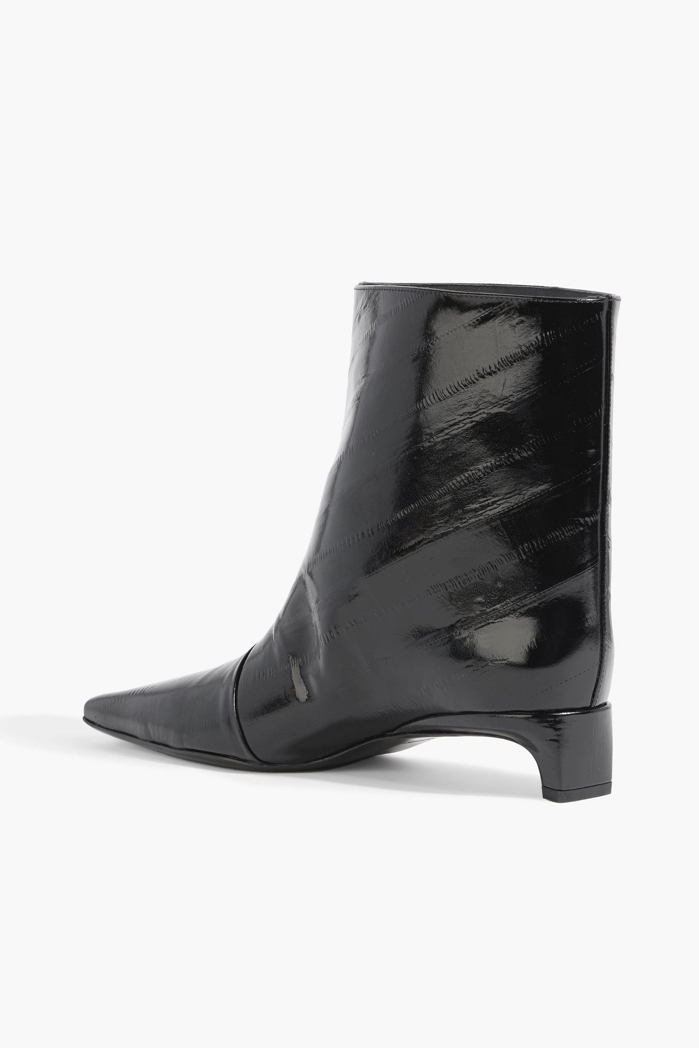 Loulou De Saison Iman Patent-Leather Ankle Boots Black Women's