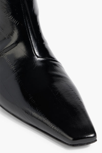 Loulou De Saison Iman Patent-Leather Ankle Boots Black Women's