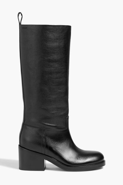 Bally Peggy Leather Boots Black Women's