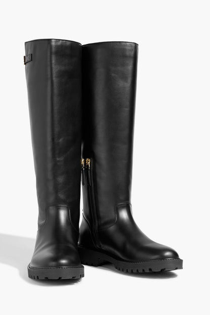 Bally Dakota Leather Knee Boots Black Women's
