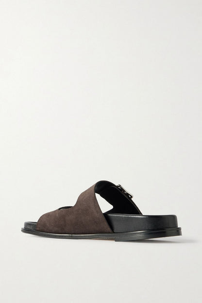 Aeyde Meena Bucked Suede Sandals Chocolate Women's