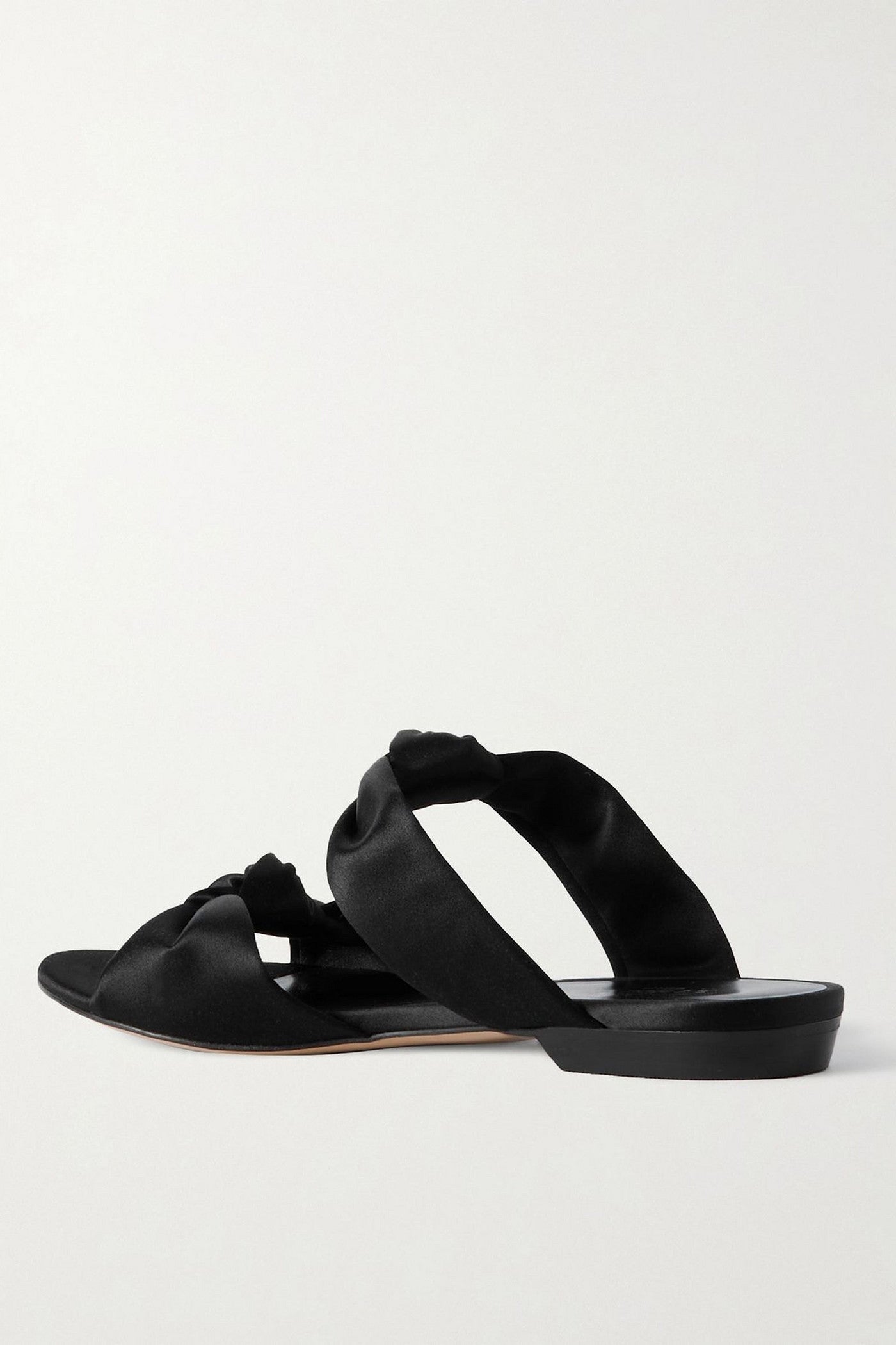 Le Monde Beryl Knot Flat Satin Sandals Black Women's