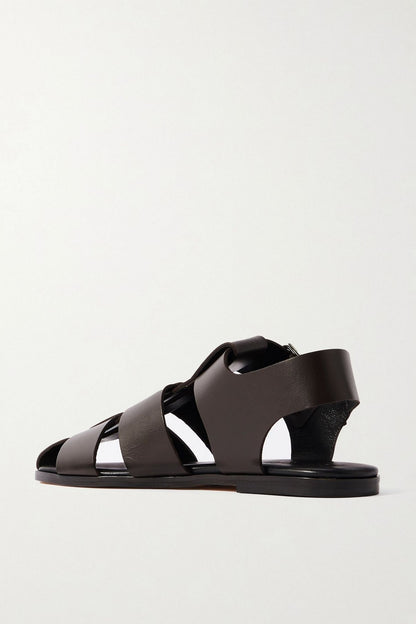 Aeyde Whit Leather Sandals Chocolate Women's