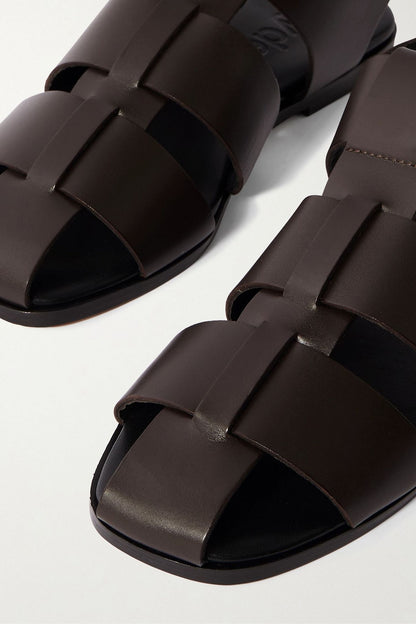 Aeyde Whit Leather Sandals Chocolate Women's