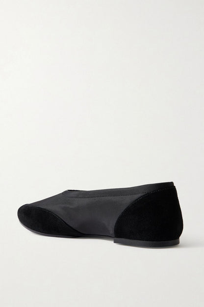Staud Alba Sport Suede-Trimmed Shell Ballet Flats Black Women's