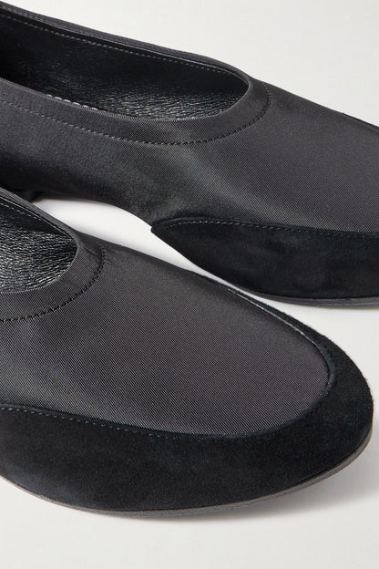 Staud Alba Sport Suede-Trimmed Shell Ballet Flats Black Women's