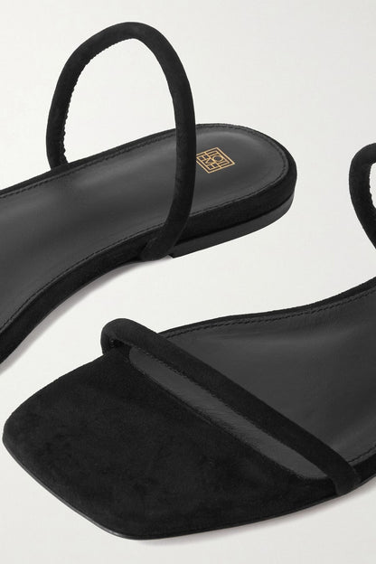 Toteme The Minimalist Suede Slides Black Women's