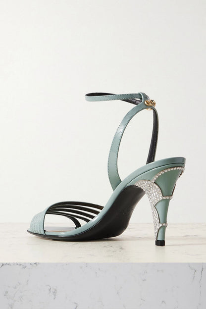 Valentino Garavani Ladycrush Glossed-Leather Pumps Sky Blue Women's