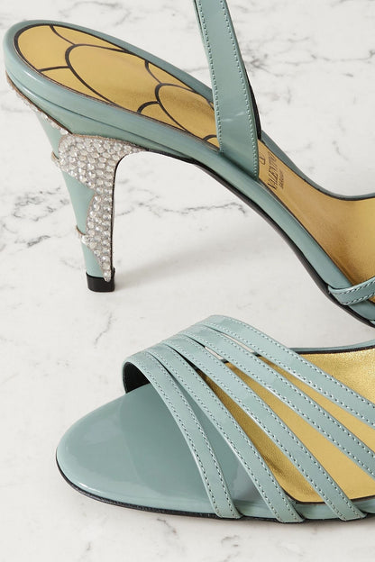 Valentino Garavani Ladycrush Glossed-Leather Pumps Sky Blue Women's