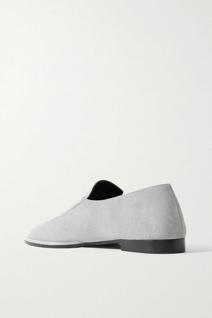 Neous Polaris Leather-Trimmed Suede Loafers Gray Women's