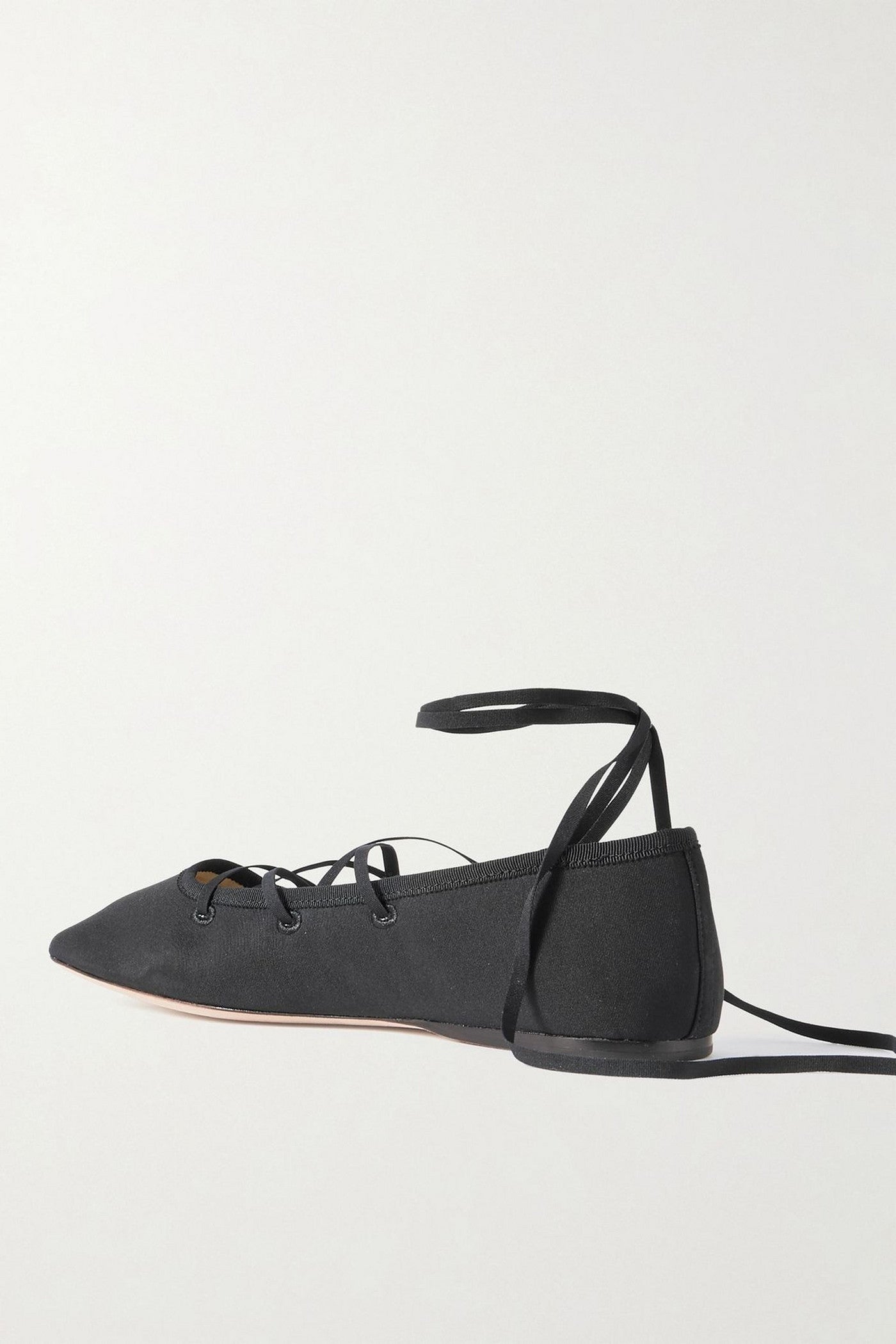 Loeffler Randall Louisa Lace-Up Faille Ballet Flats Black Women's