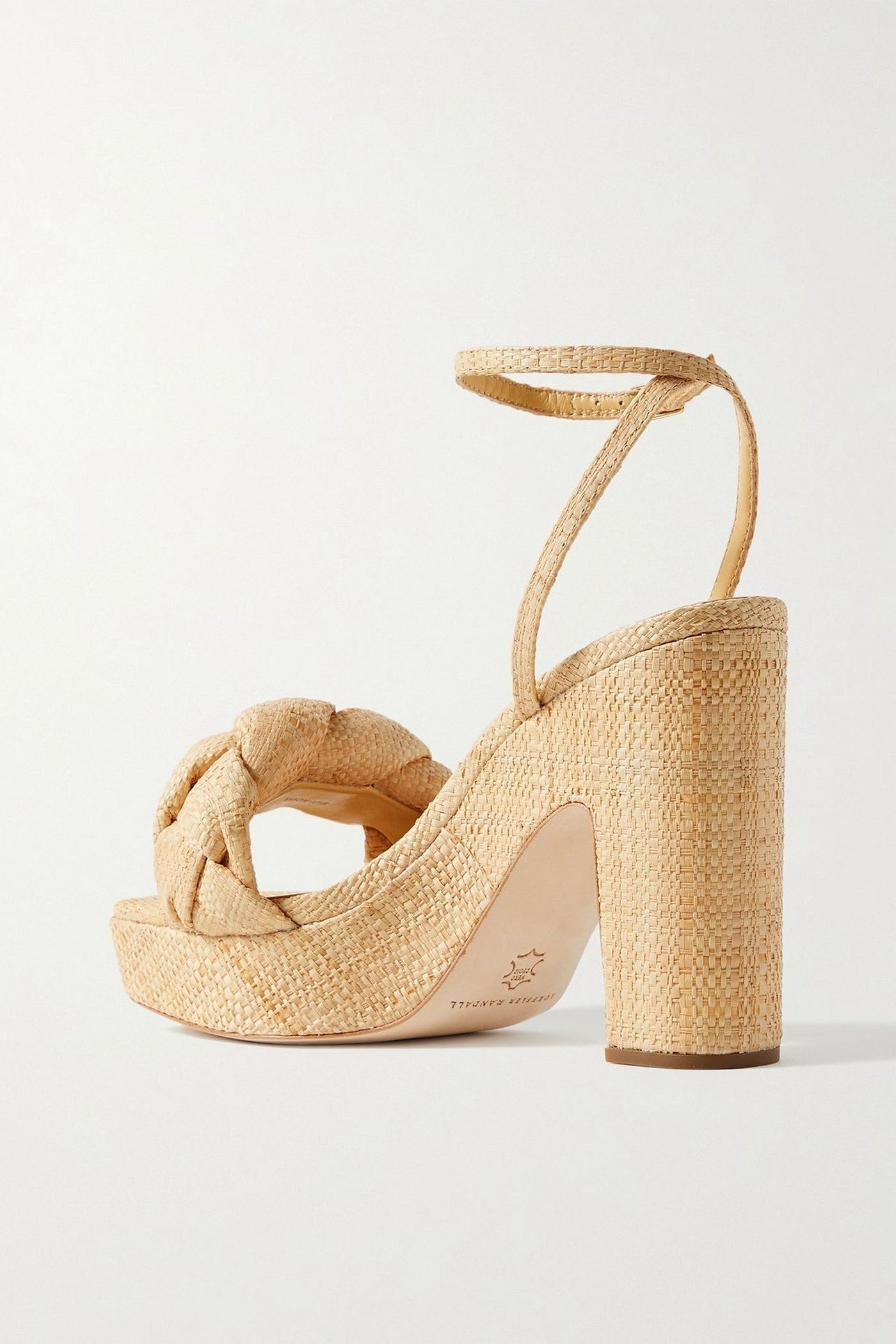 Loeffler Randall Fae Braided Raffia Platform Sandals Beige Women's