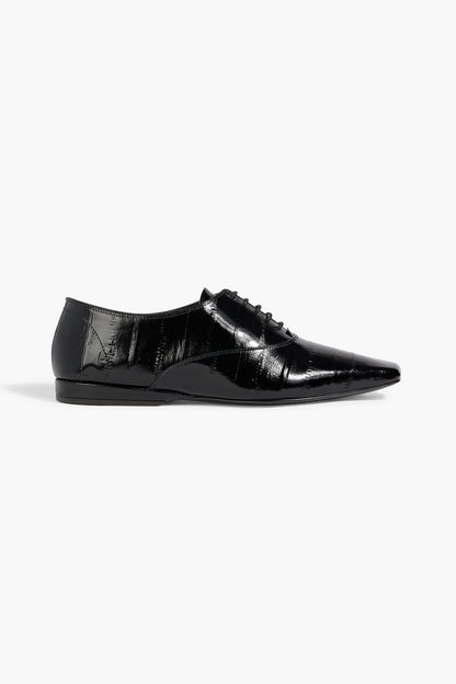 Loulou De Saison Conrad Patent-Leather Brogues Black Women's