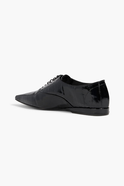 Loulou De Saison Conrad Patent-Leather Brogues Black Women's