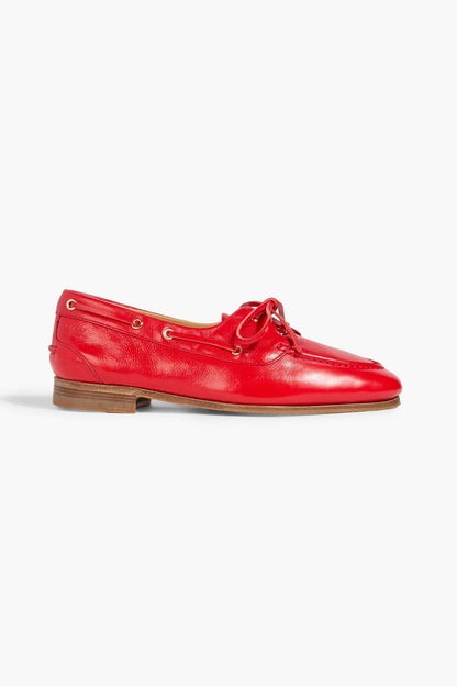 Bally Pathy Leather Boat Shoes Tomato Red Women's