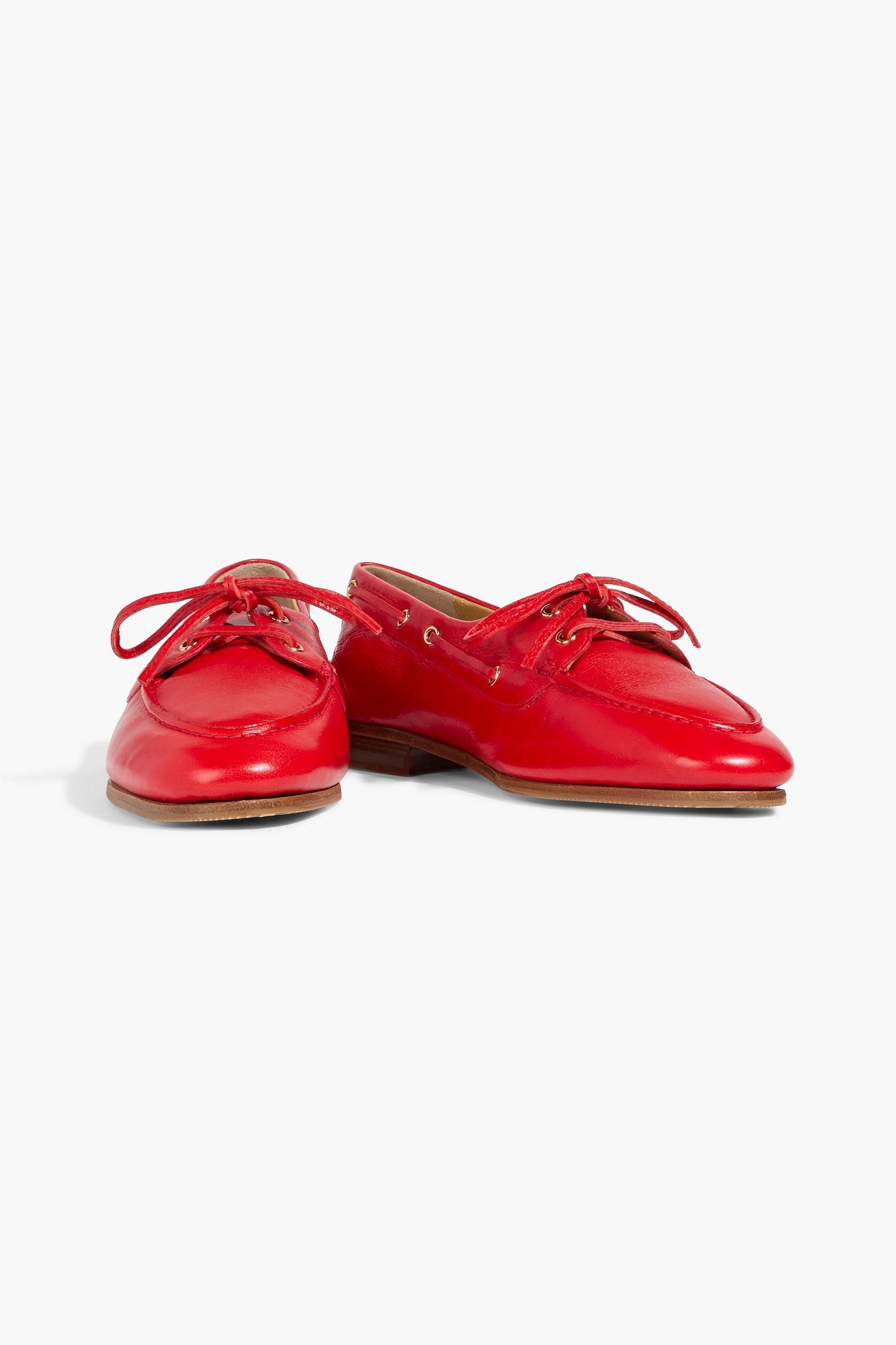 Bally Pathy Leather Boat Shoes Tomato Red Women's