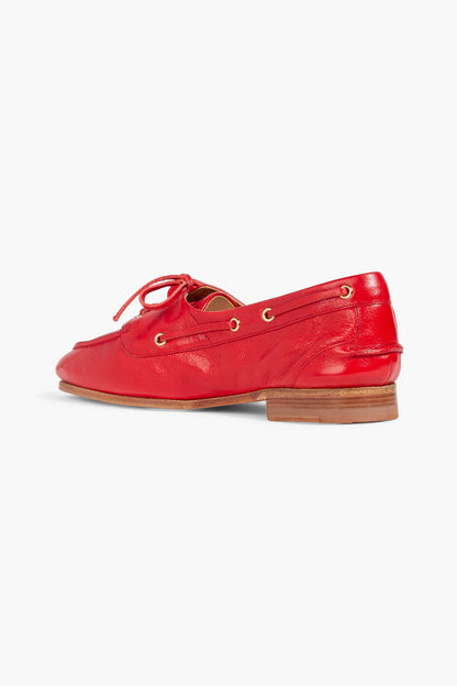 Bally Pathy Leather Boat Shoes Tomato Red Women's