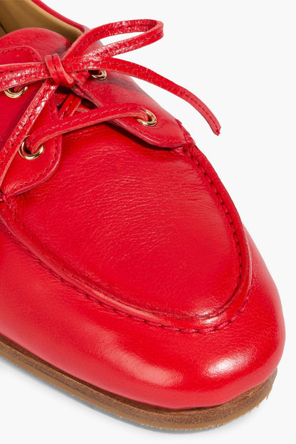 Bally Pathy Leather Boat Shoes Tomato Red Women's
