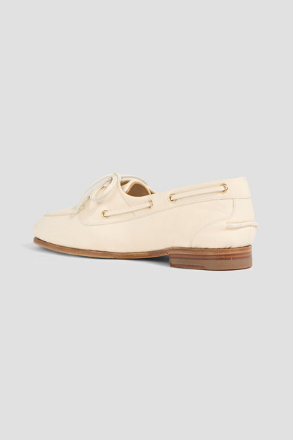 Bally Pathy Leather Boat Shoes Cream Women's