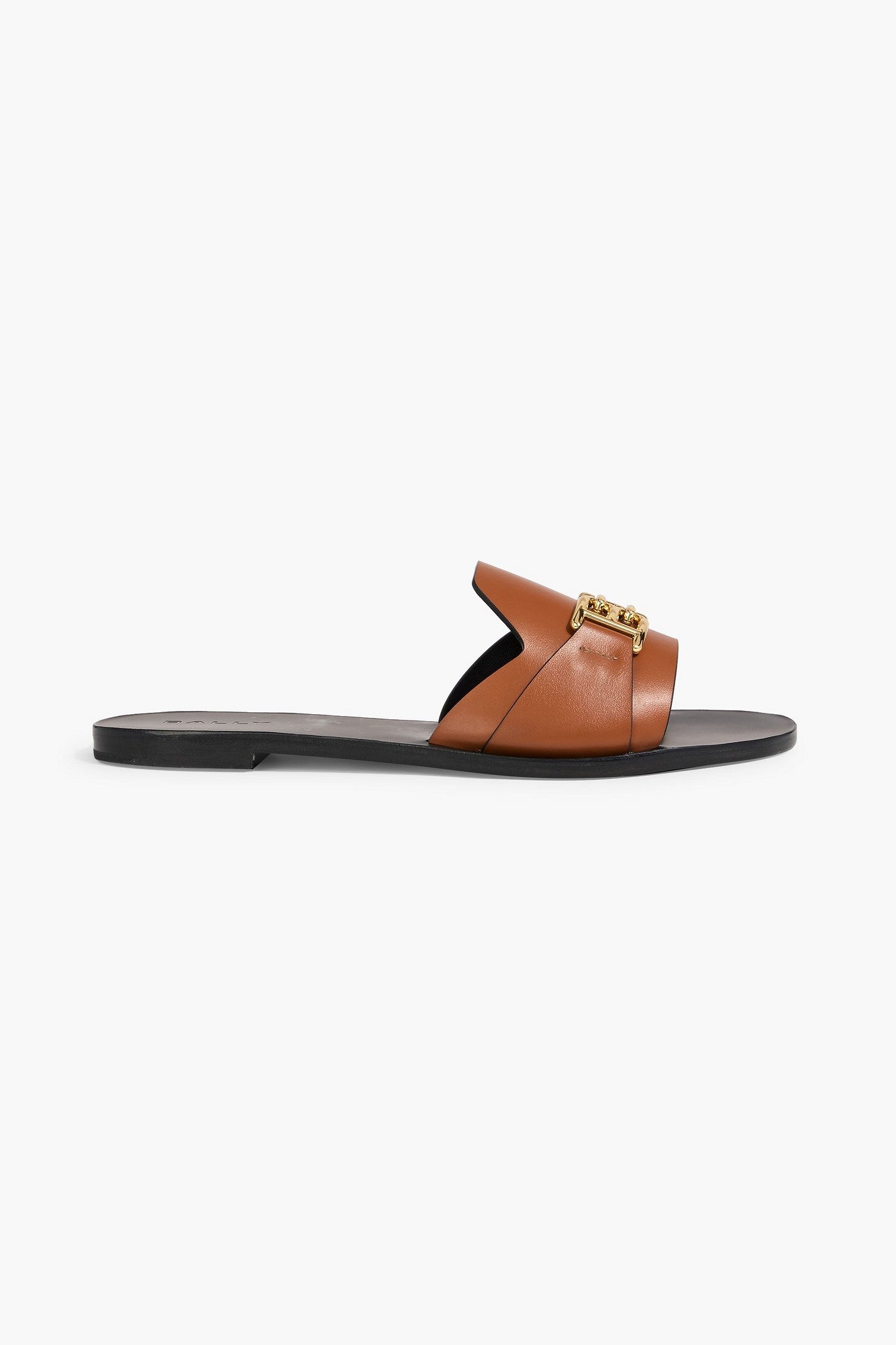 Bally Positano Embellished Leather Slides Light Brown Women's