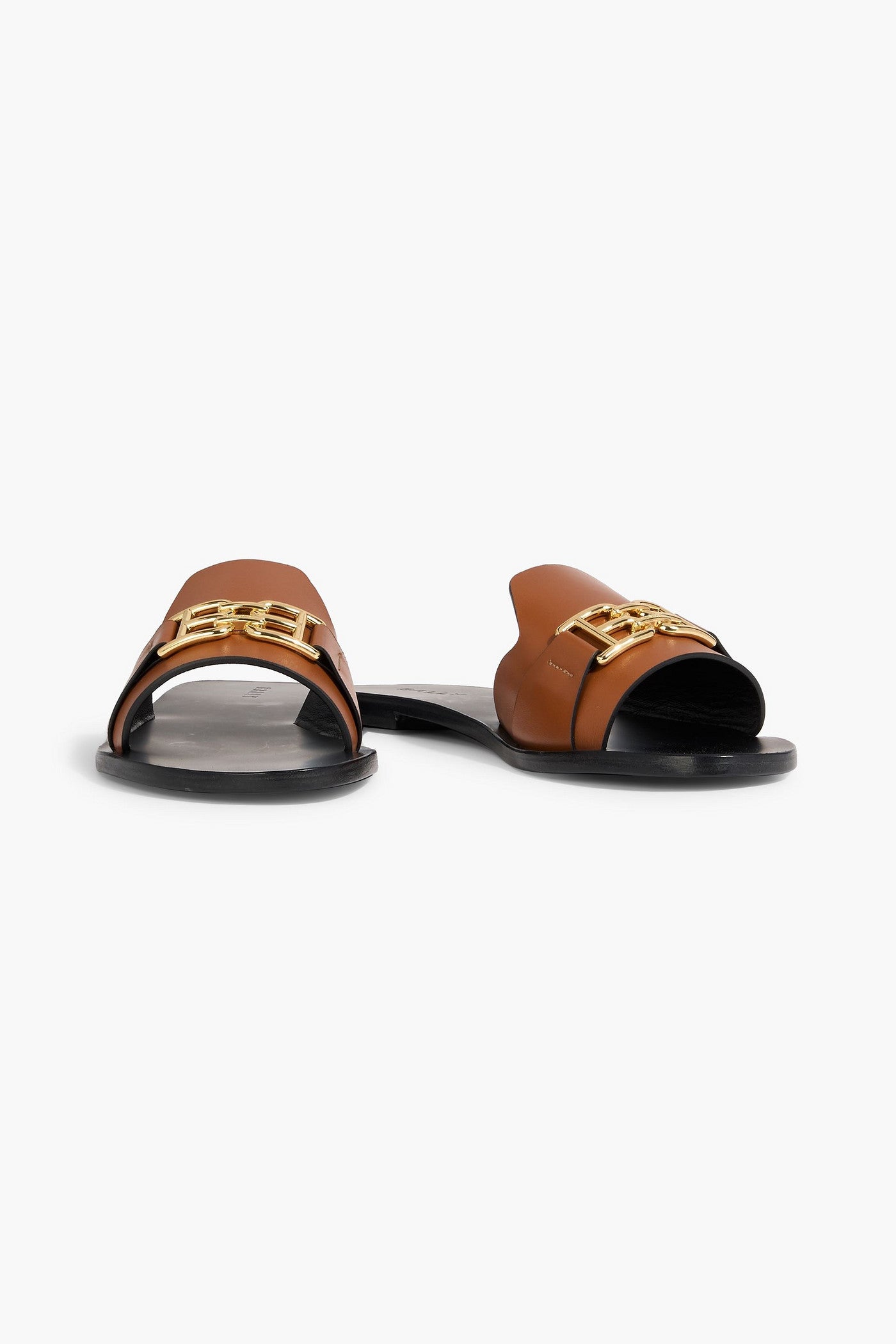 Bally Positano Embellished Leather Slides Light Brown Women's