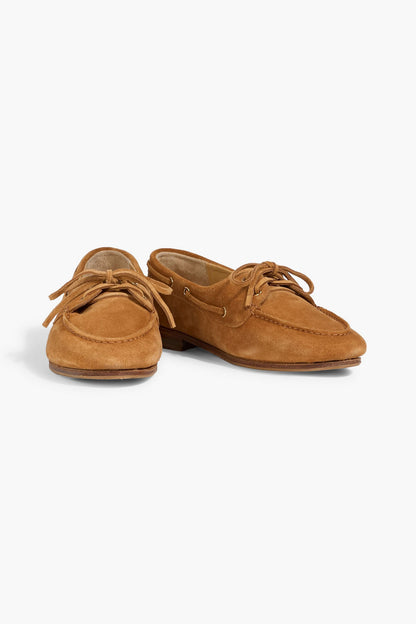 Bally Pathy Suede Boat Shoes Camel Women's