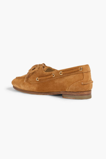 Bally Pathy Suede Boat Shoes Camel Women's