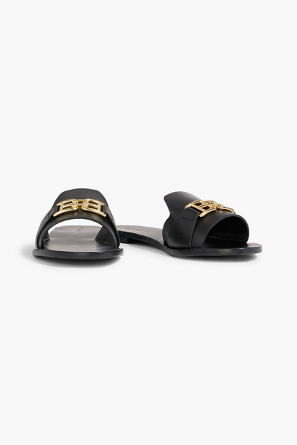 Bally Positano Embellished Leather Slides Black Women's